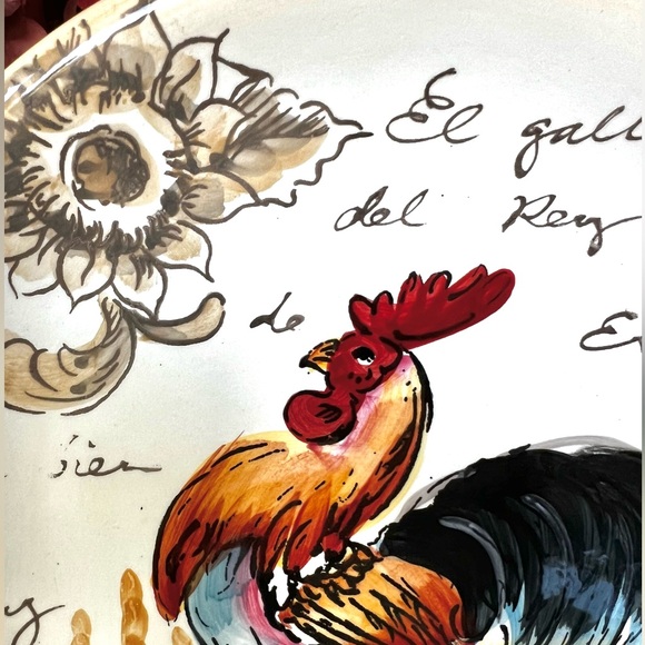 Le Chanticleer Maxcera Rooster/Sunflower 8” Plates, SET/4 - Picture 4 of 8